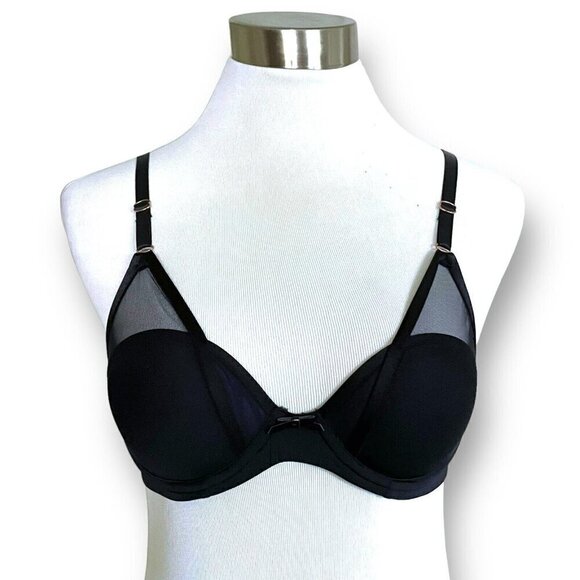 Skarlett Blue 32C Bait T-shirt Bra Black Mesh Paneled Underwire Padded 322142 - Picture 2 of 8